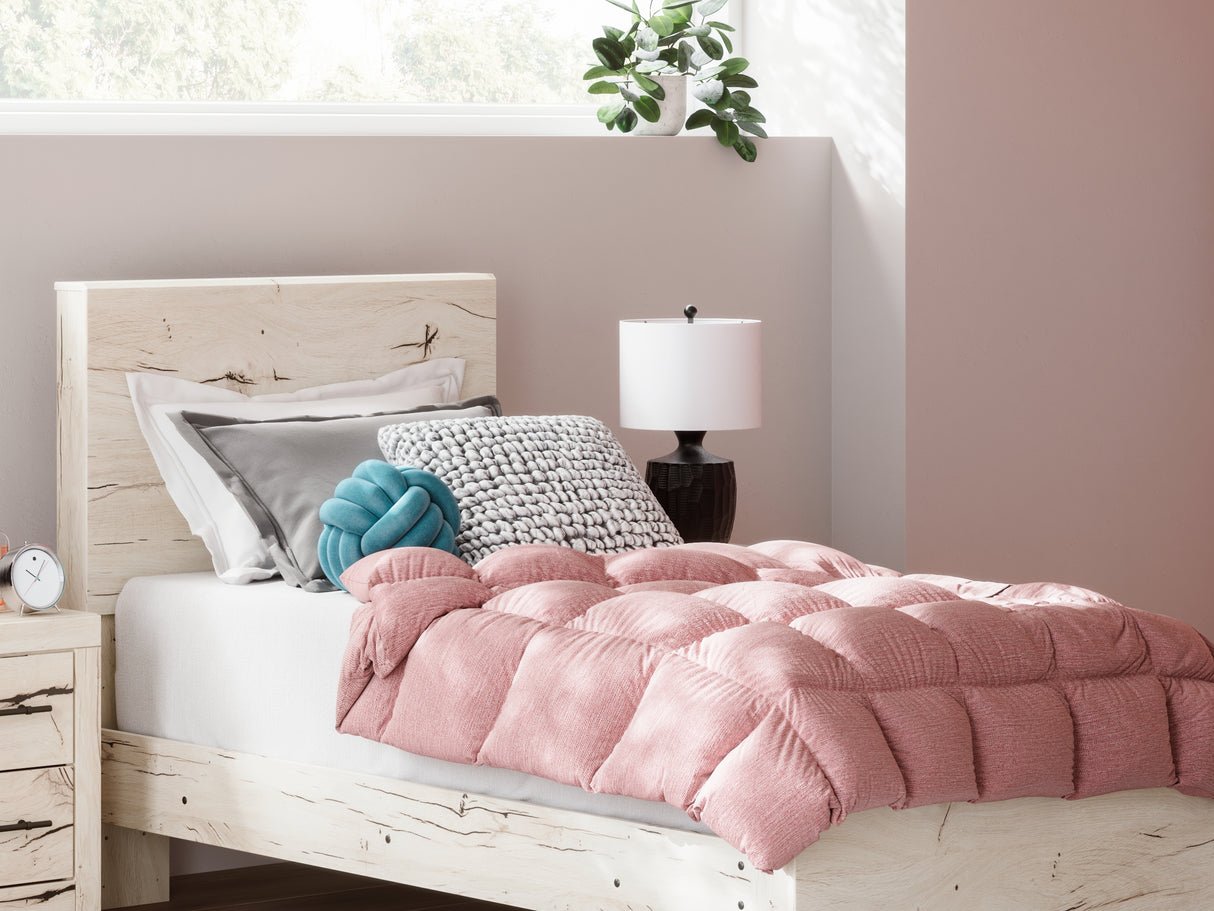 Lawroy Light Natural Twin Panel Bed, Dresser And Mirror