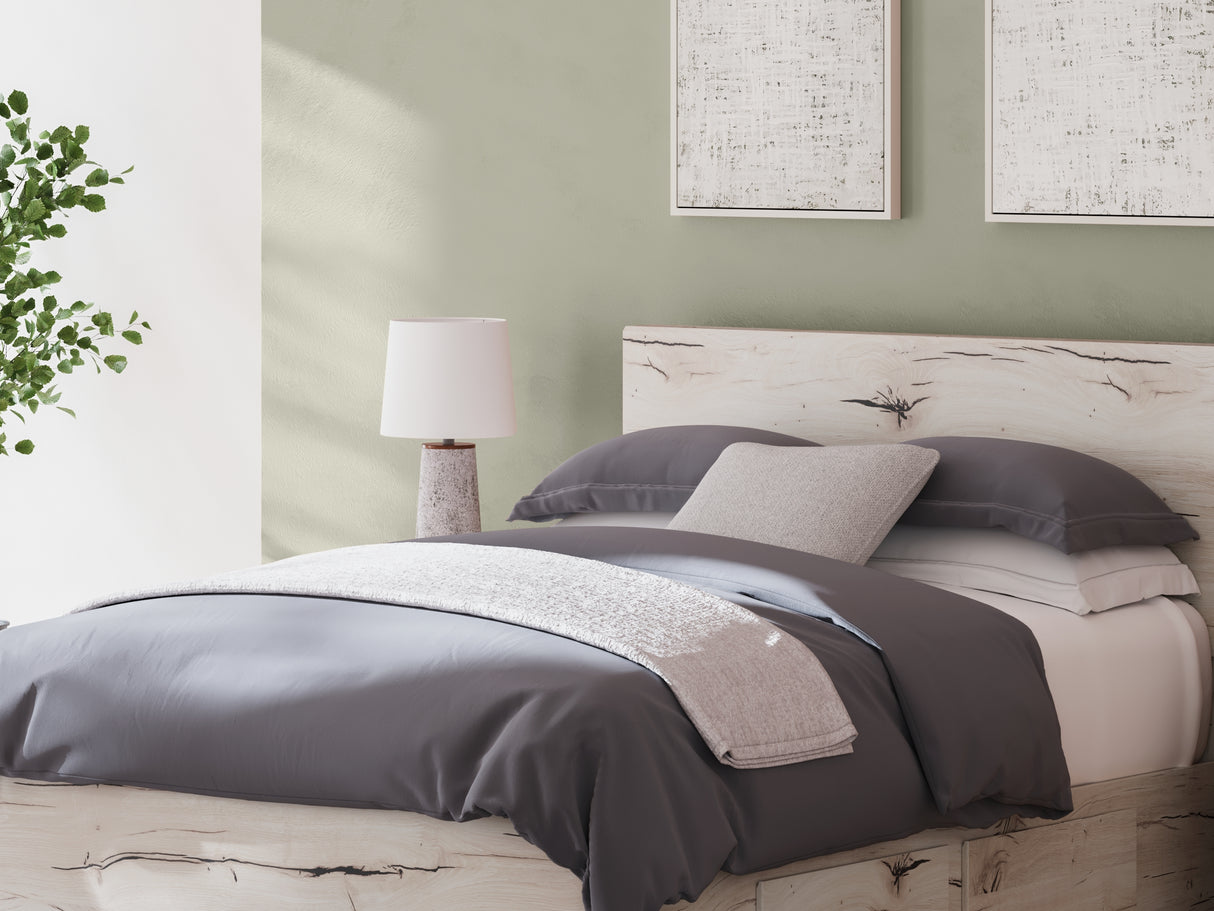 Lawroy Light Natural Queen Panel Bed With Storage