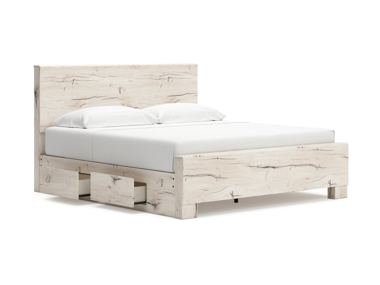 Lawroy Light Natural King Panel Bed With Storage