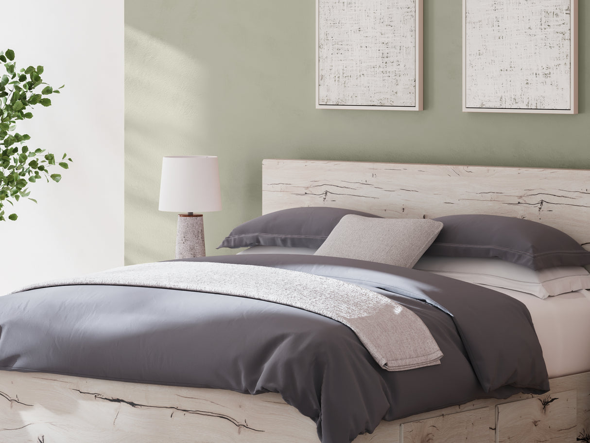 Lawroy Light Natural King Panel Bed With Storage