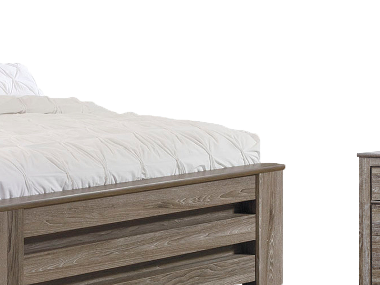 Zelen Warm Gray Queen Panel Bed, Dresser And Mirror