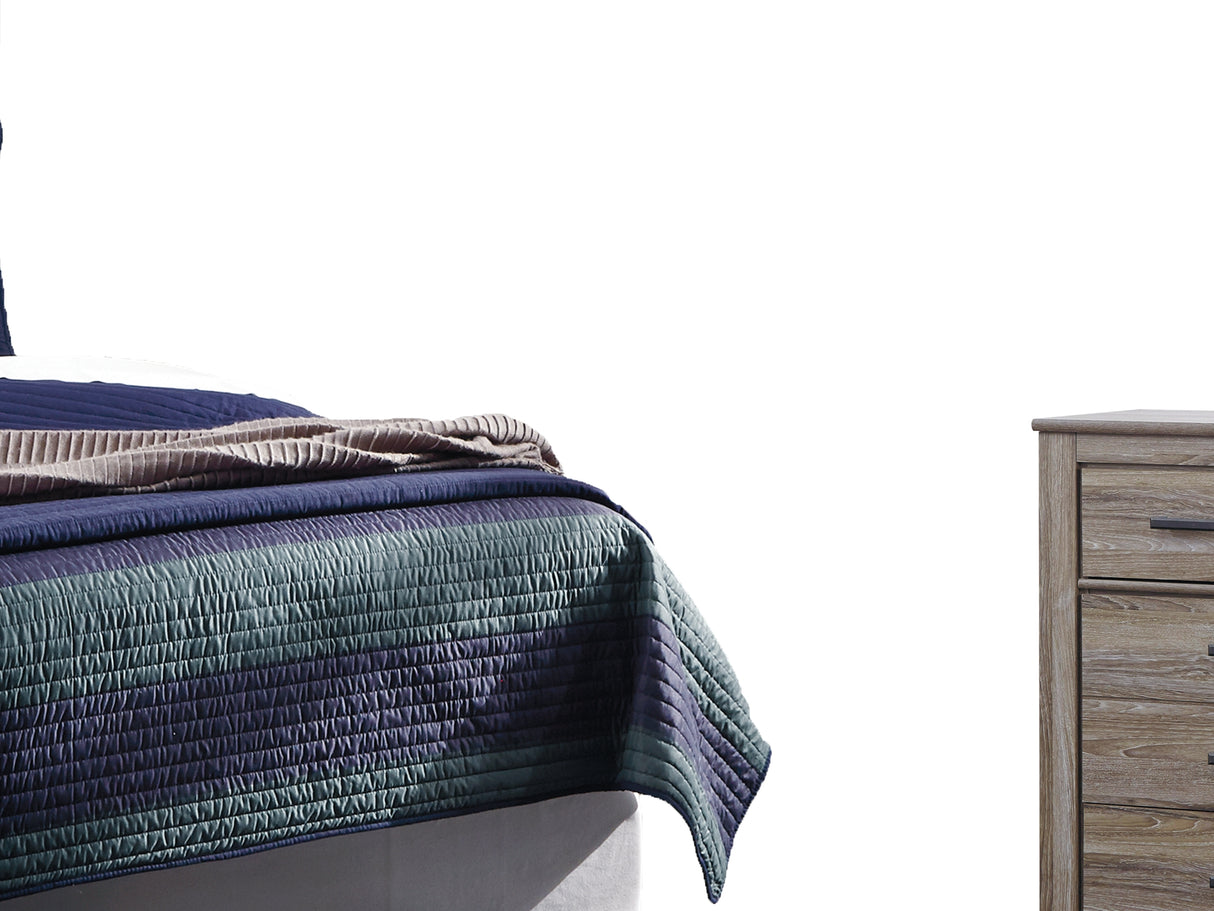 Zelen Warm Gray Full Panel Headboard, Dresser And Mirror