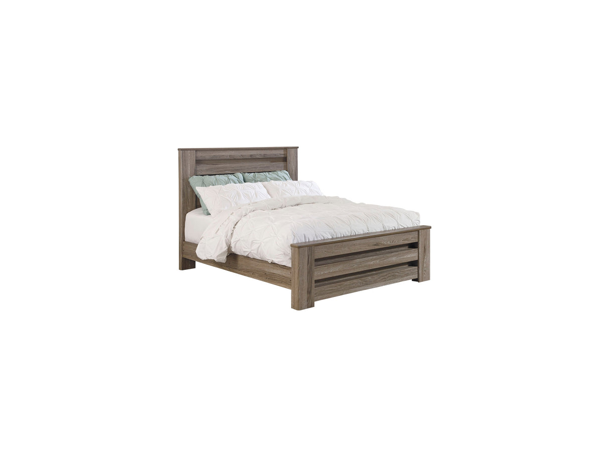Zelen Warm Gray Queen Panel Bed, Dresser And Mirror
