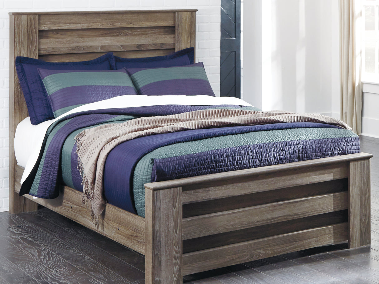 Zelen Warm Gray Full Panel Bed, Dresser And Mirror