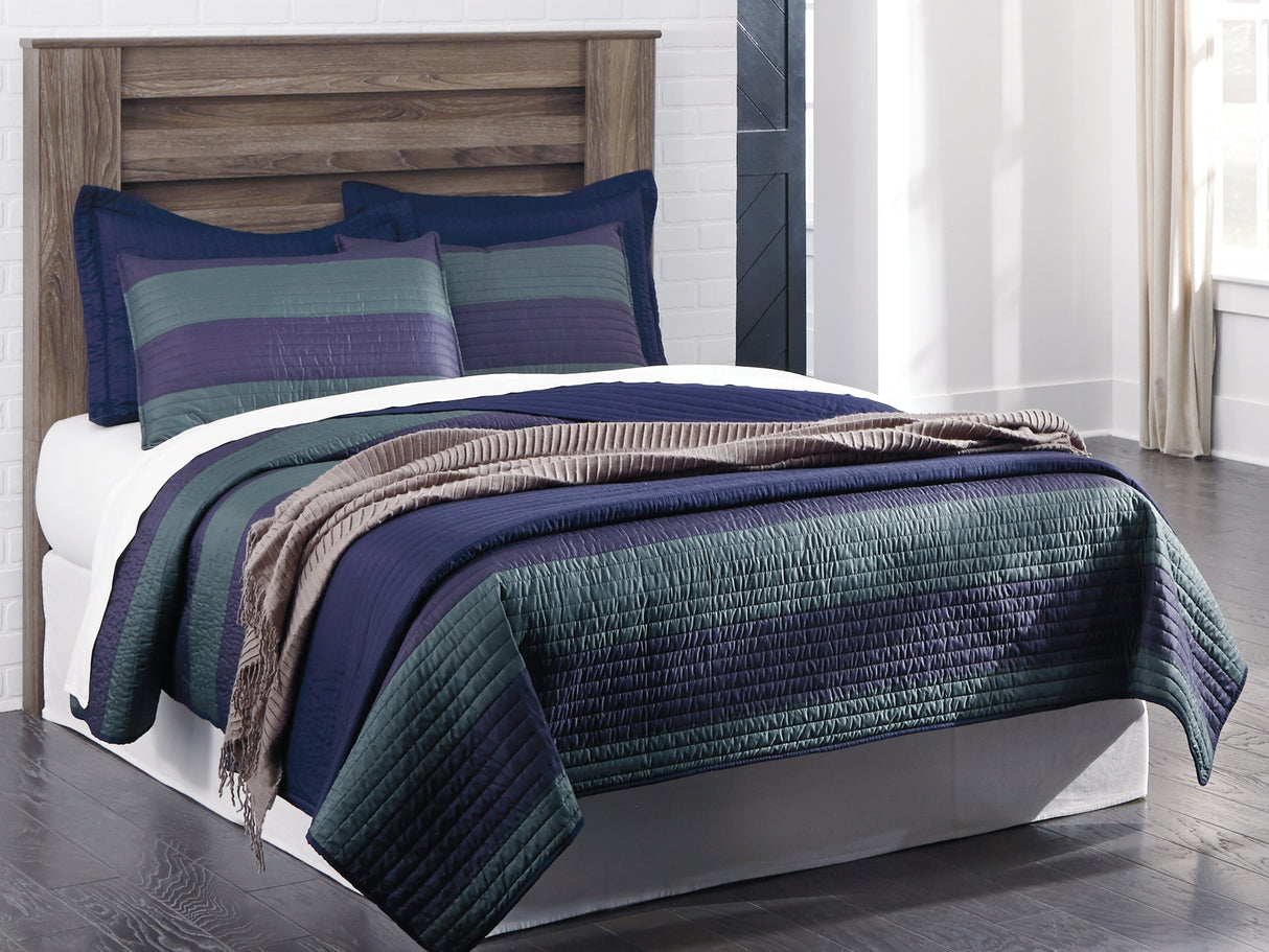 Zelen Warm Gray Full Panel Headboard, Dresser And Mirror