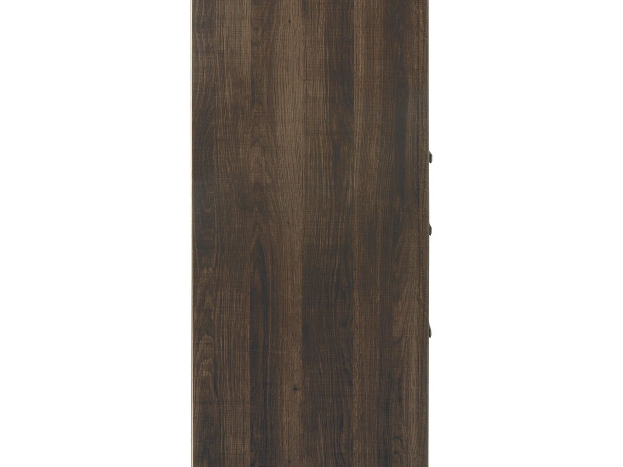 Juararo Dark Brown King Poster Bed, Dresser, Chest And Nightstand