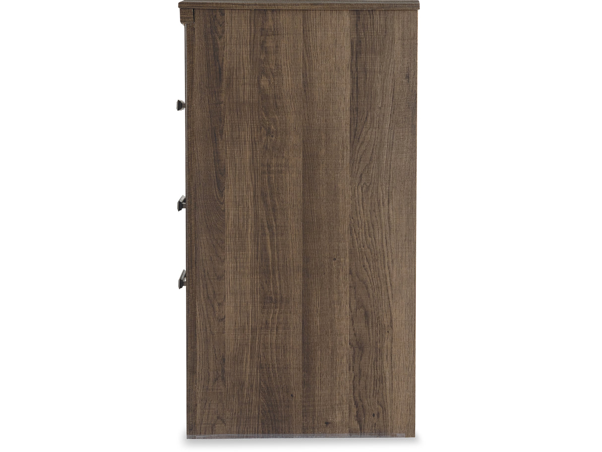 Juararo Dark Brown Queen Poster Bed, Dresser, Mirror, Chest And 2 Nightstands