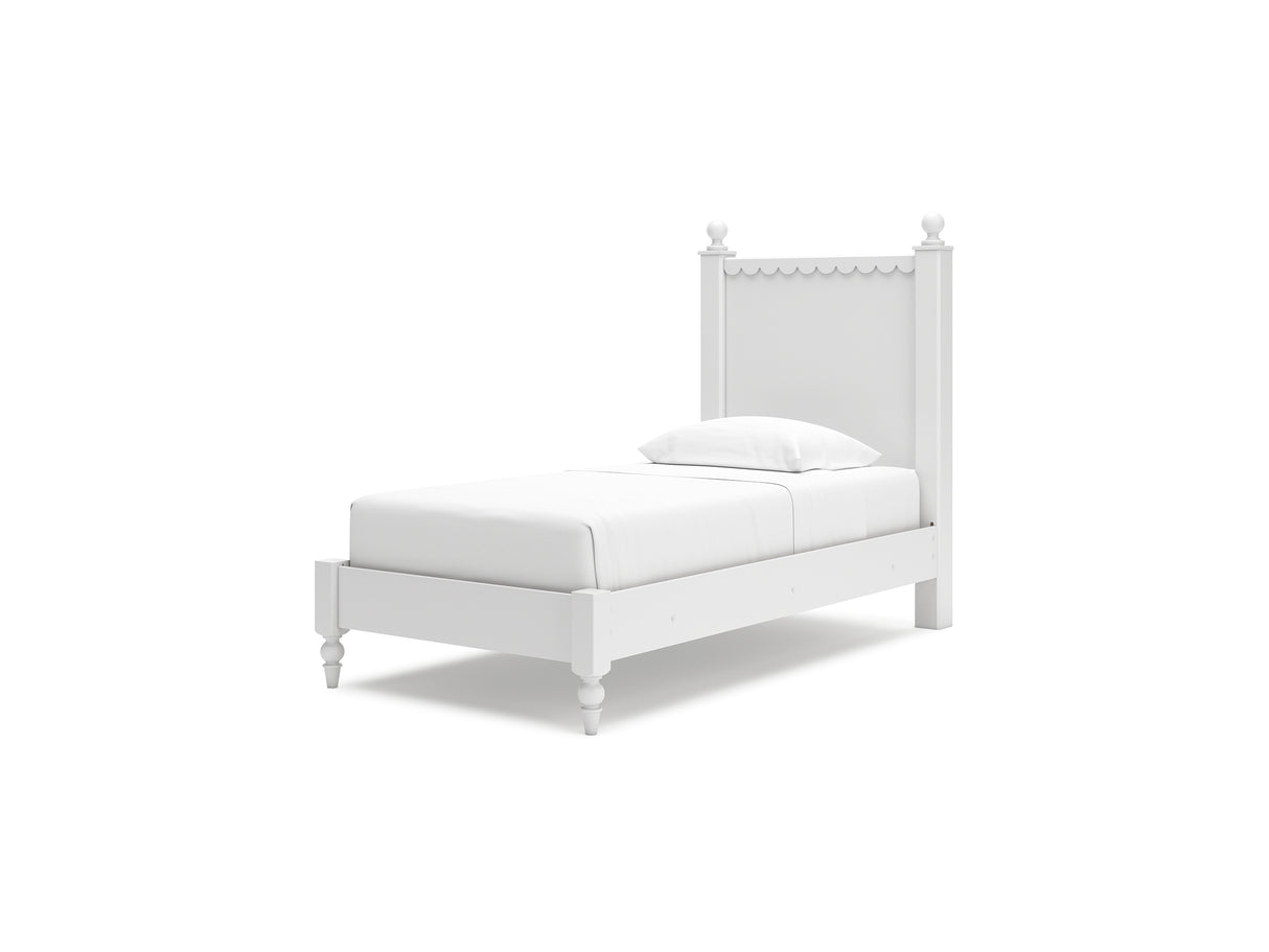Mollviney White Twin Panel Bed