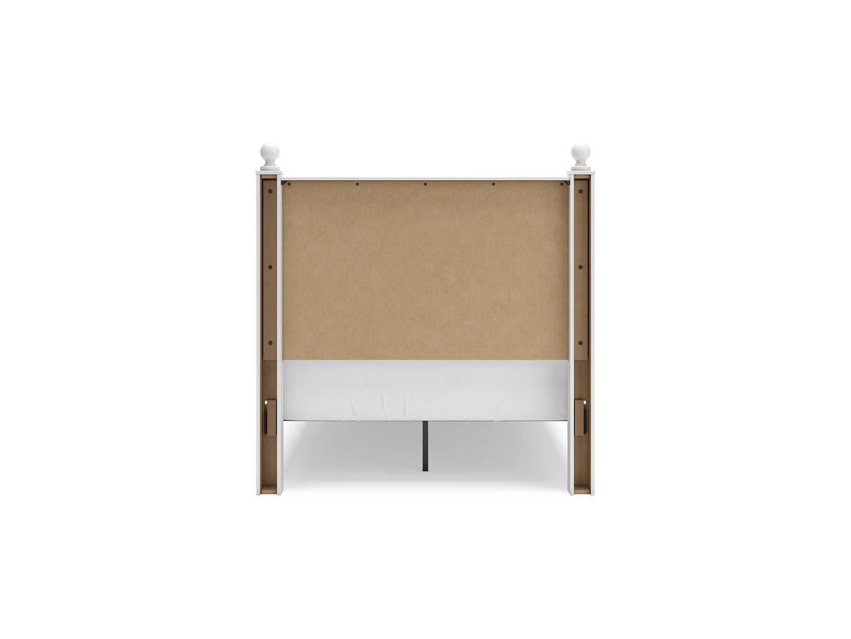 Mollviney White Full Panel Storage Bed, Dresser And Mirror