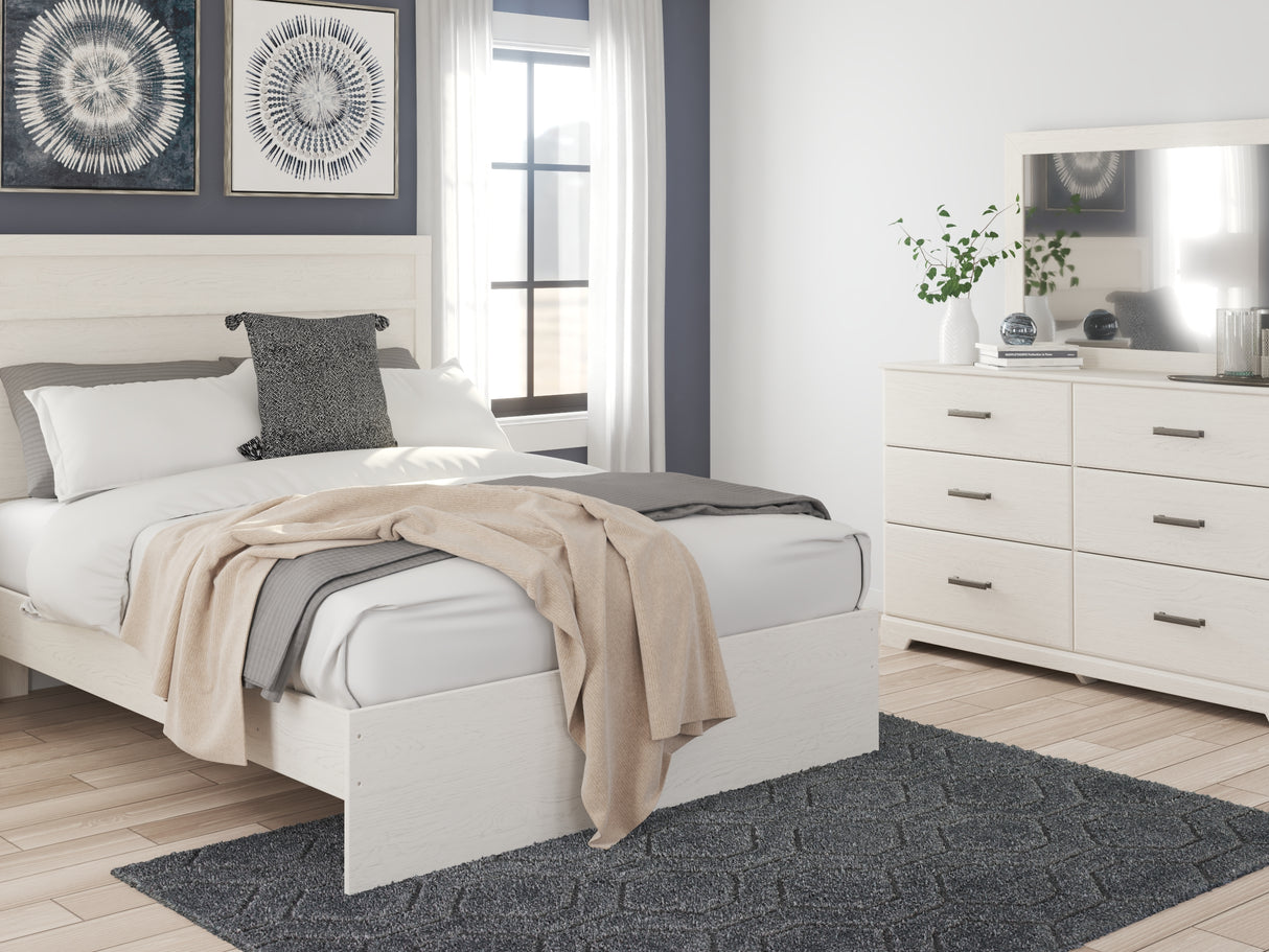 Stelsie White Queen Panel Bed With Dresser, Mirror And Nightstand