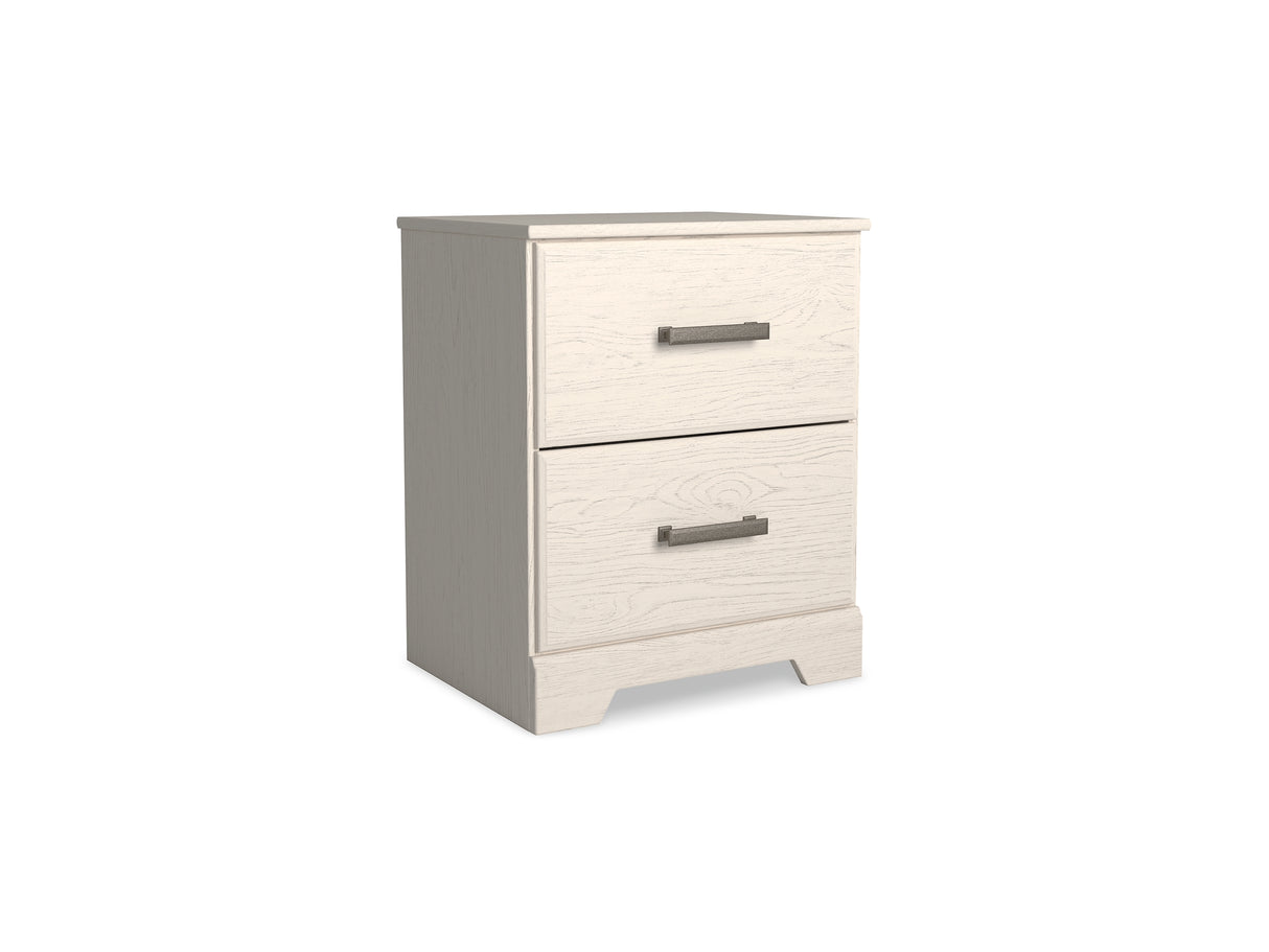 Stelsie White King Panel Bed With Dresser, Mirror And Nightstand