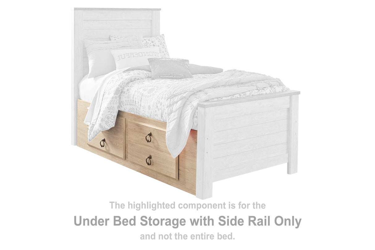 Willowton Whitewash Under Bed Storage with Side Rail