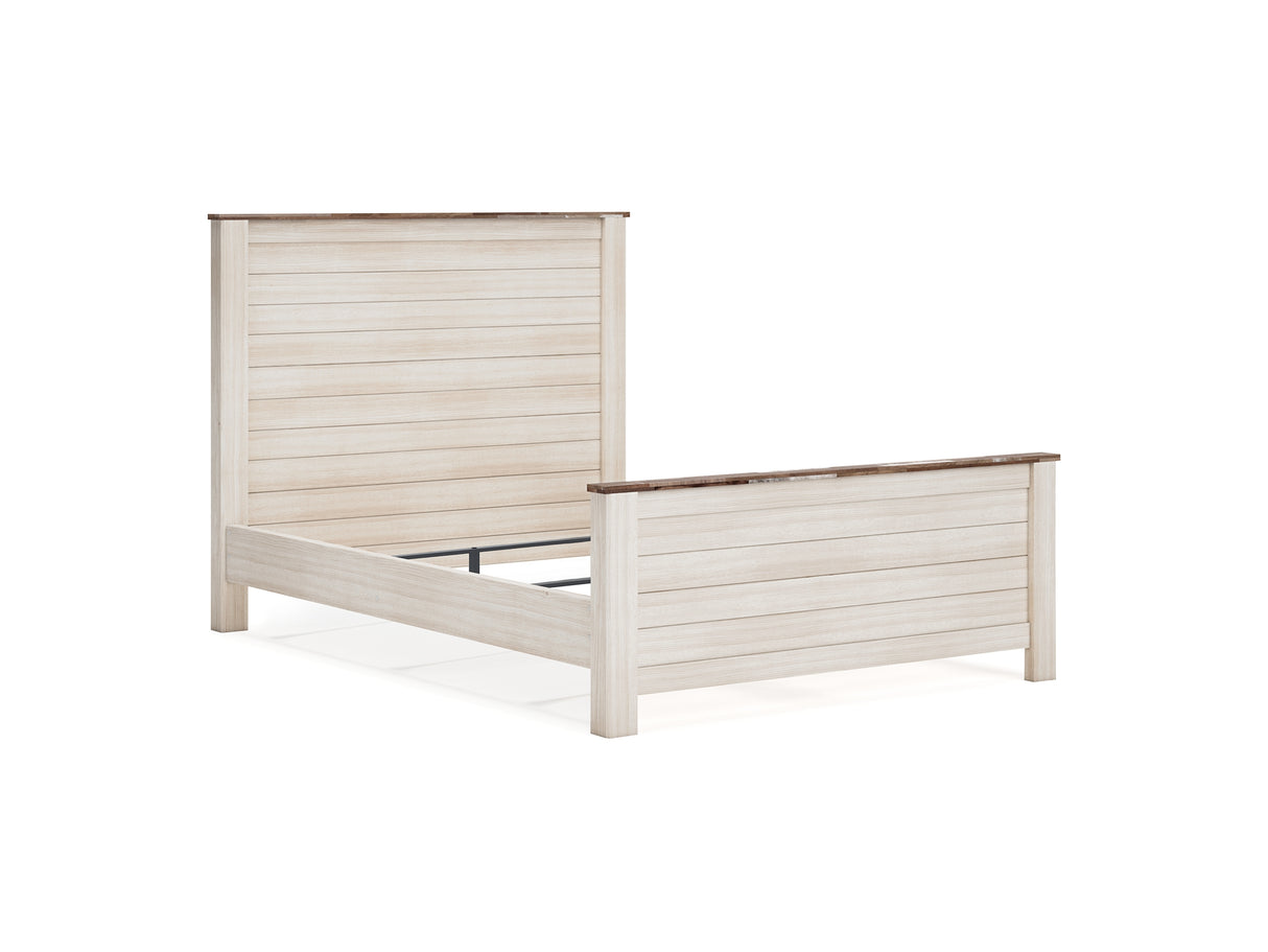 Willowton Whitewash Queen Panel Bed, Dresser, Mirror, And Nightstand
