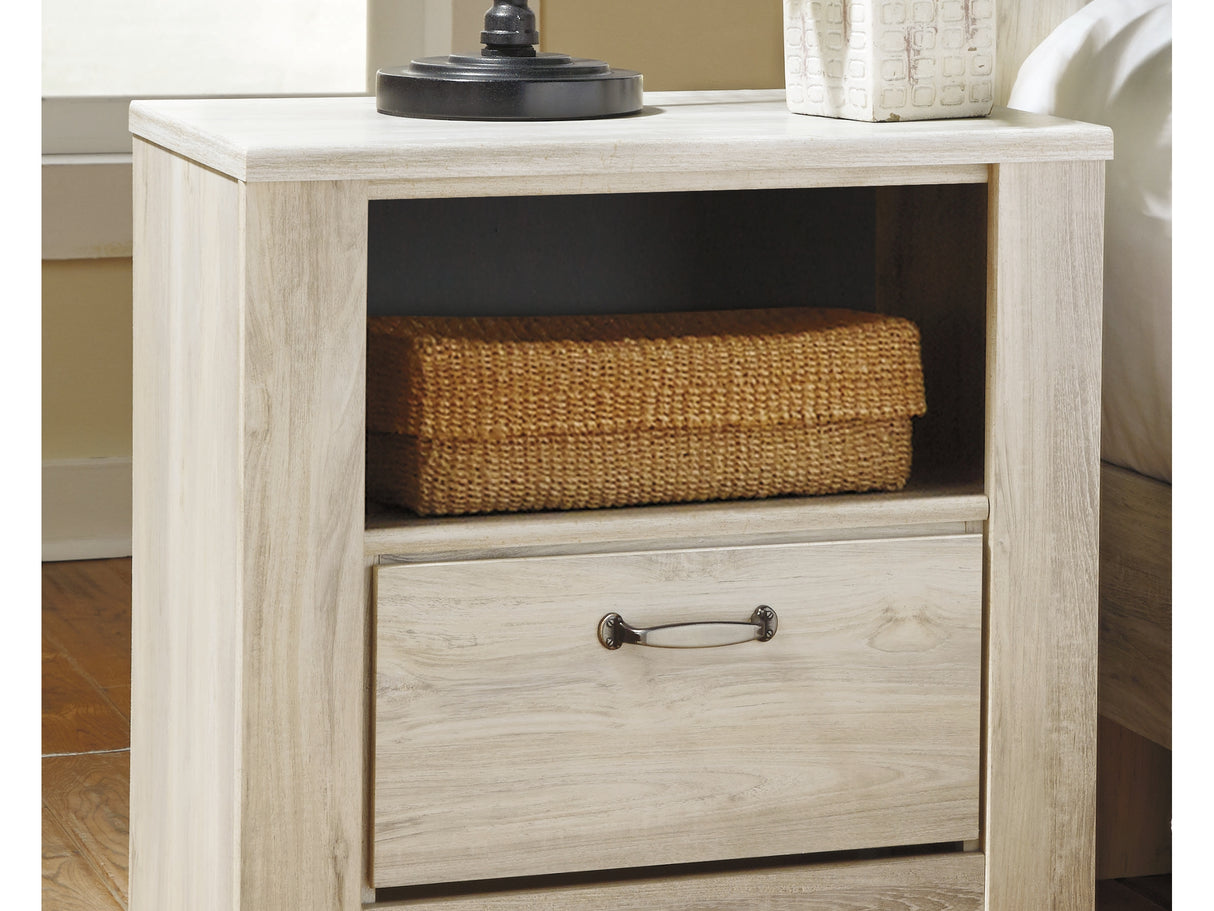 Bellaby Whitewash King Panel Bed, Dresser, Mirror, Chest And 2 Nightstands