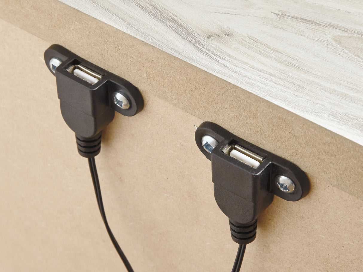 Bellaby Whitewash King Panel Bed, Dresser, Mirror And 2 Nightstands