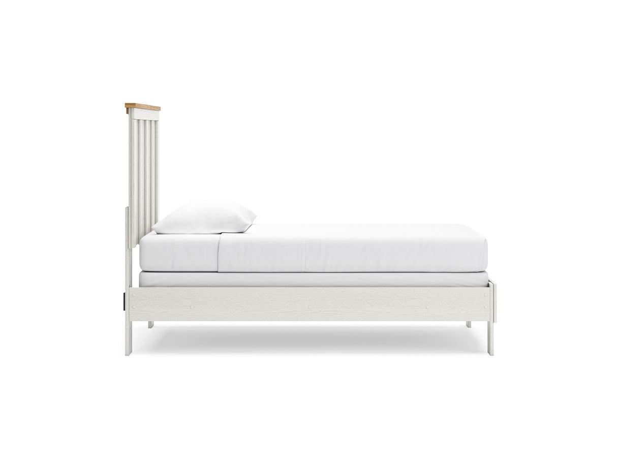 Linnocreek White/Warm Brown Twin Panel Bed