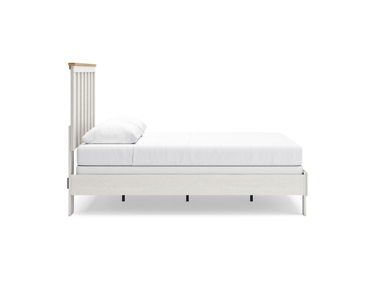 Linnocreek White/Warm Brown Queen Panel Bed