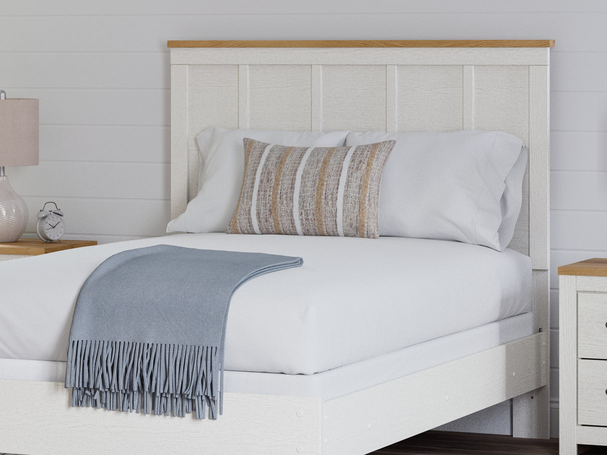 Linnocreek White/Warm Brown Full Panel Bed