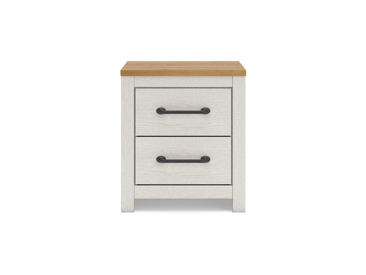 Linnocreek White/Warm Brown Queen Panel Bed, Dresser And Nightstand