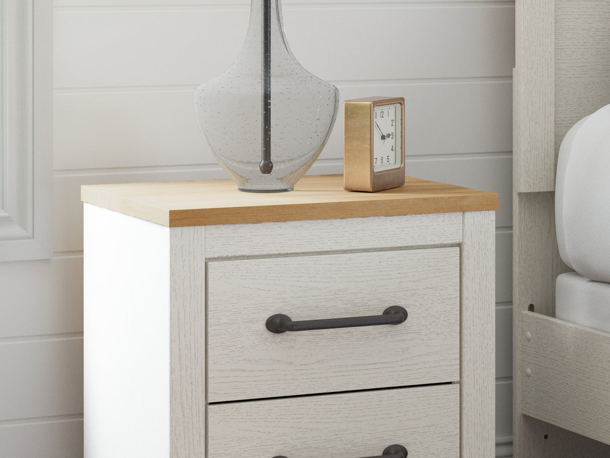 Linnocreek White/Warm Brown Queen Panel Bed, Dresser And Nightstand