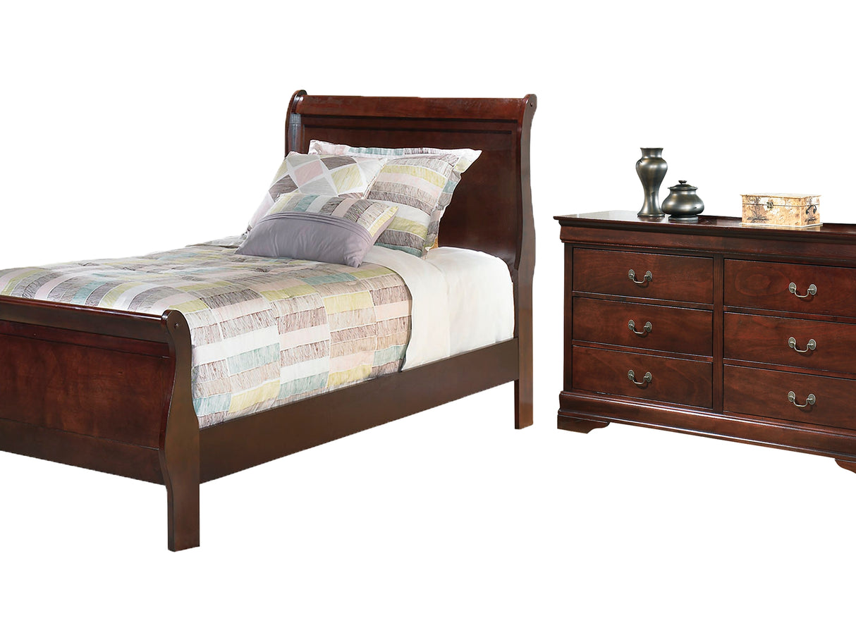 Alisdair Reddish Brown Twin Sleigh Bed And Dresser