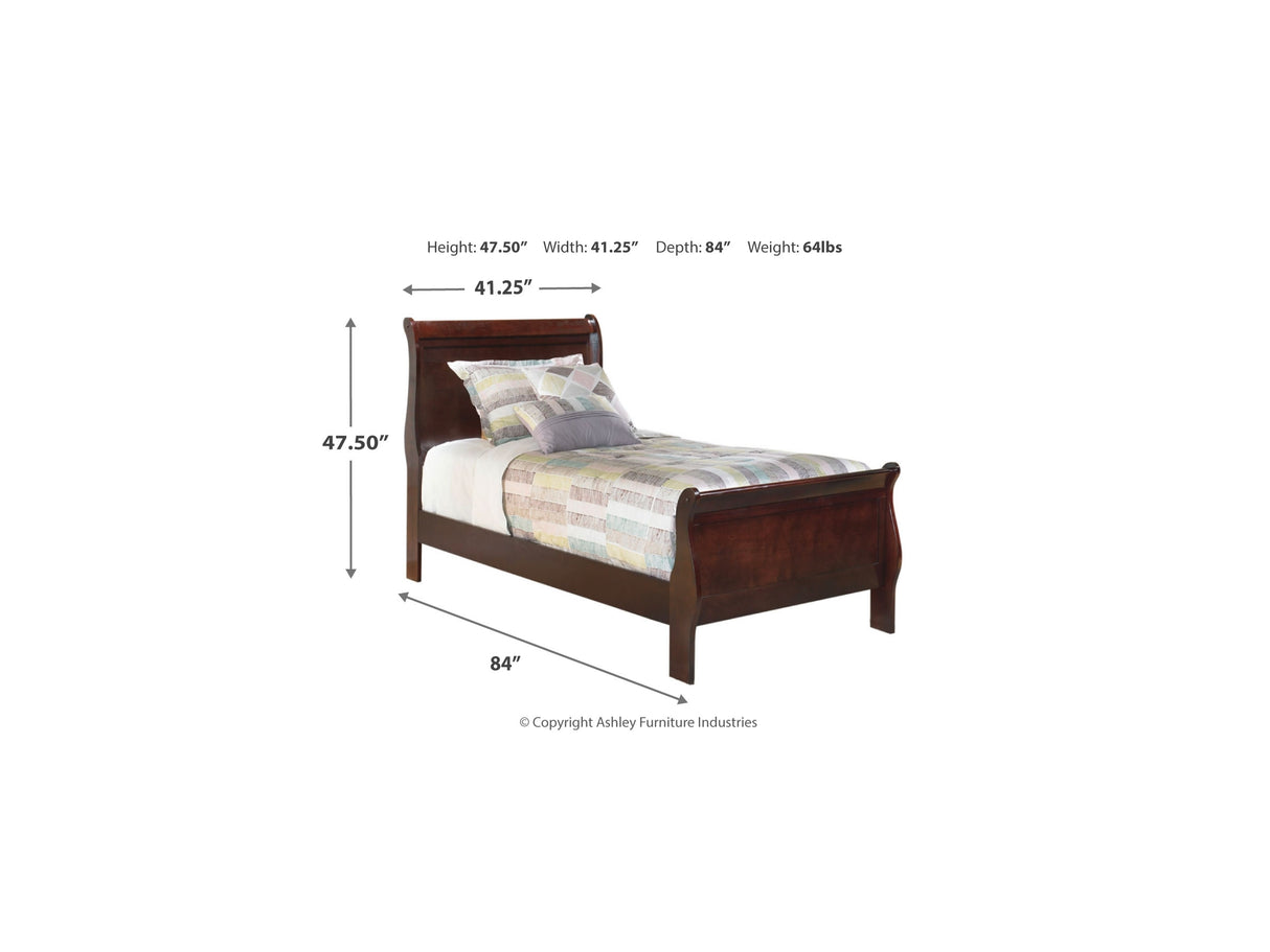 Alisdair Reddish Brown Twin Sleigh Bed And Dresser
