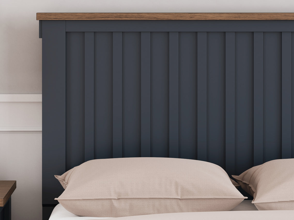 Landocken Brown/Blue Full Panel Headboard, Dresser And Mirror