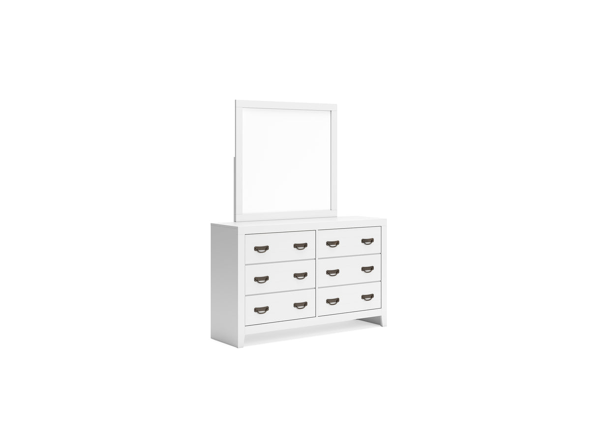 Binterglen White Twin Panel Bed, Dresser And Mirror