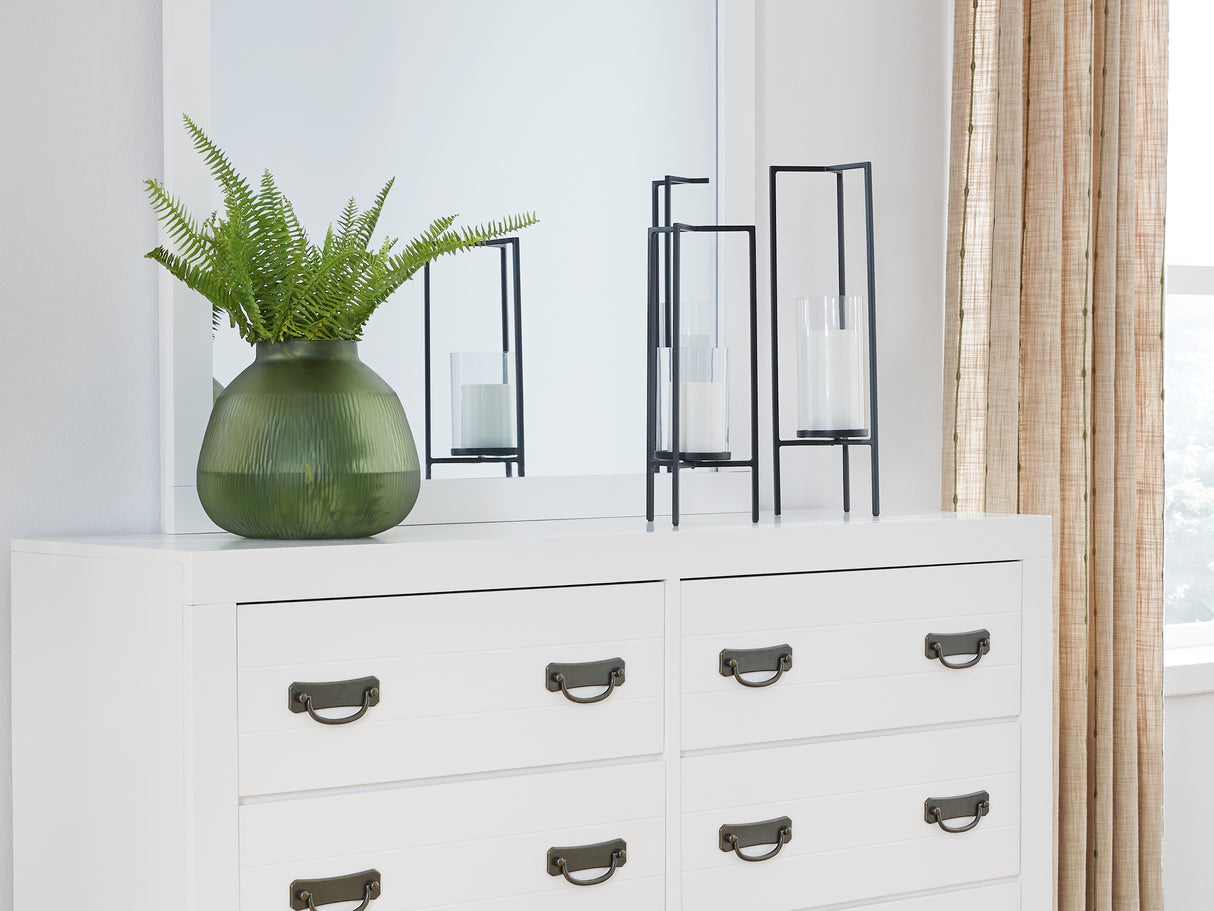 Binterglen White Twin Panel Bed, Dresser And Mirror