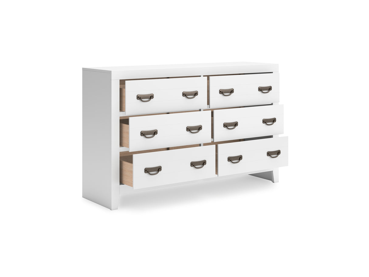 Binterglen White Queen Panel Bed, Dresser And Nightstand