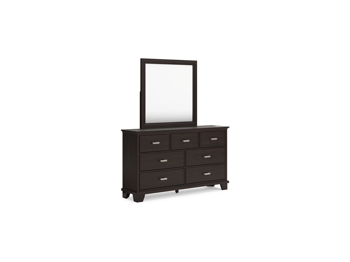 Covetown Dark Brown Dresser And Mirror