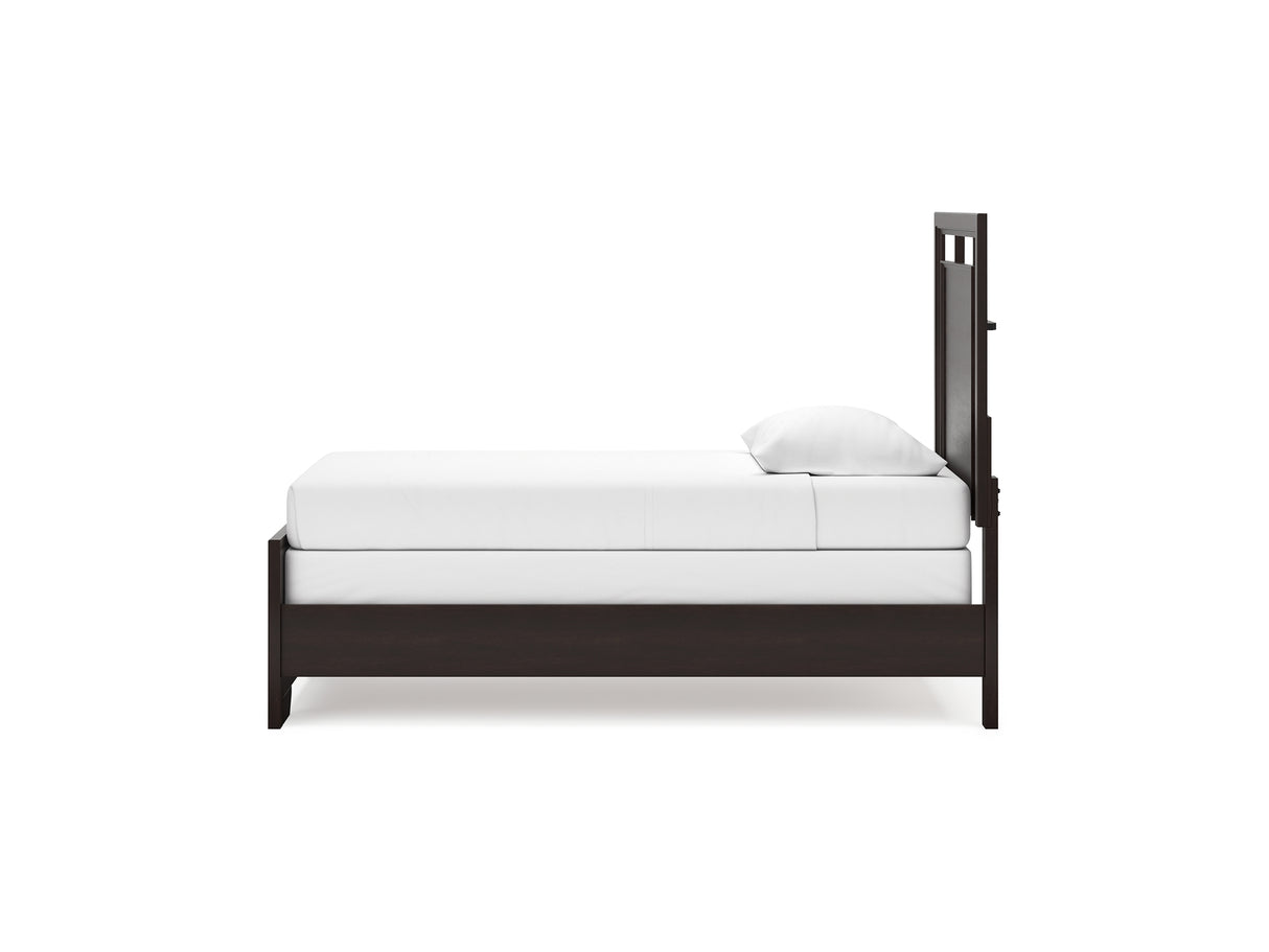 Covetown Dark Brown Twin Panel Bed, Dresser And Mirror