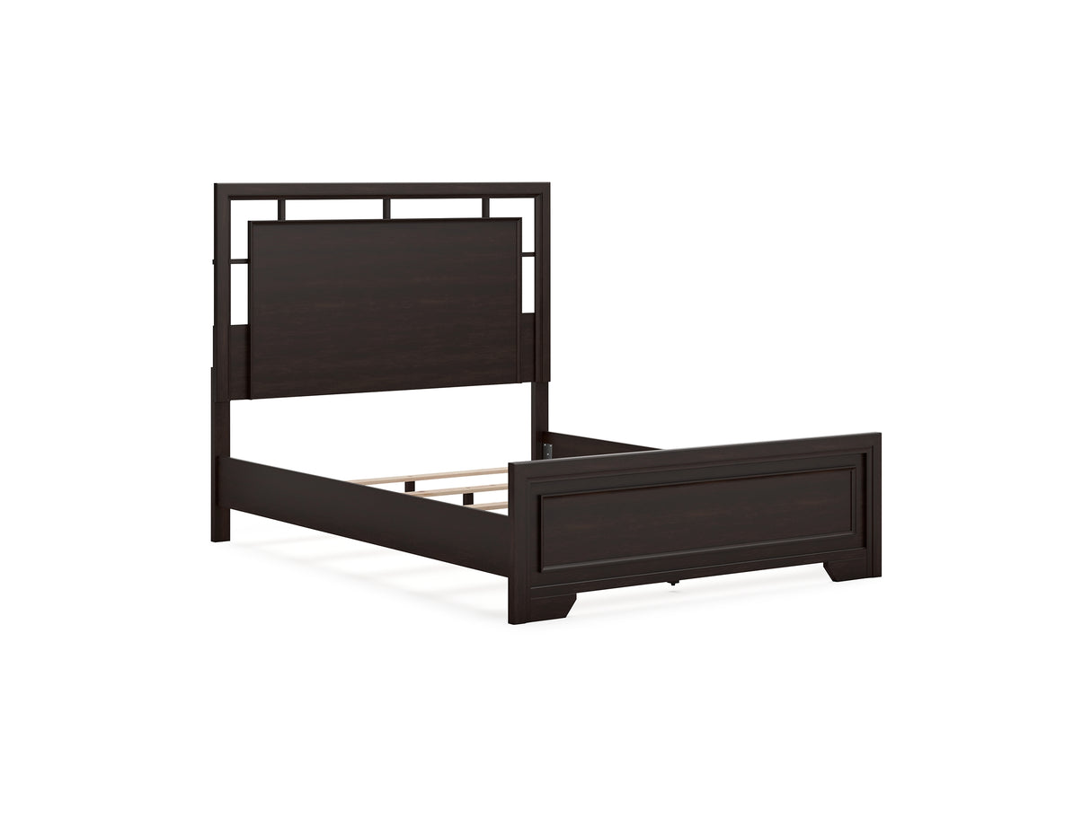 Covetown Dark Brown Queen Panel Bed, Dresser, Mirror And Nightstand