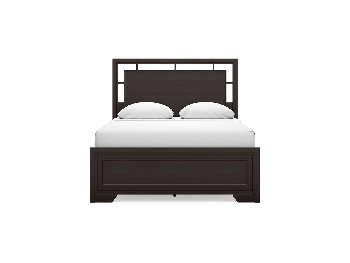 Covetown Dark Brown Queen Panel Bed, Dresser, Mirror And Nightstand