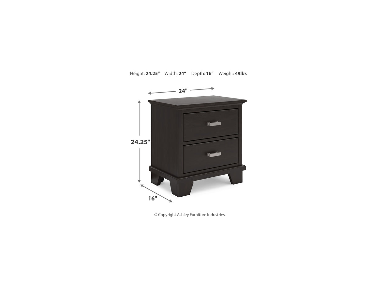 Covetown Dark Brown Queen Panel Bed, Dresser, Mirror And Nightstand
