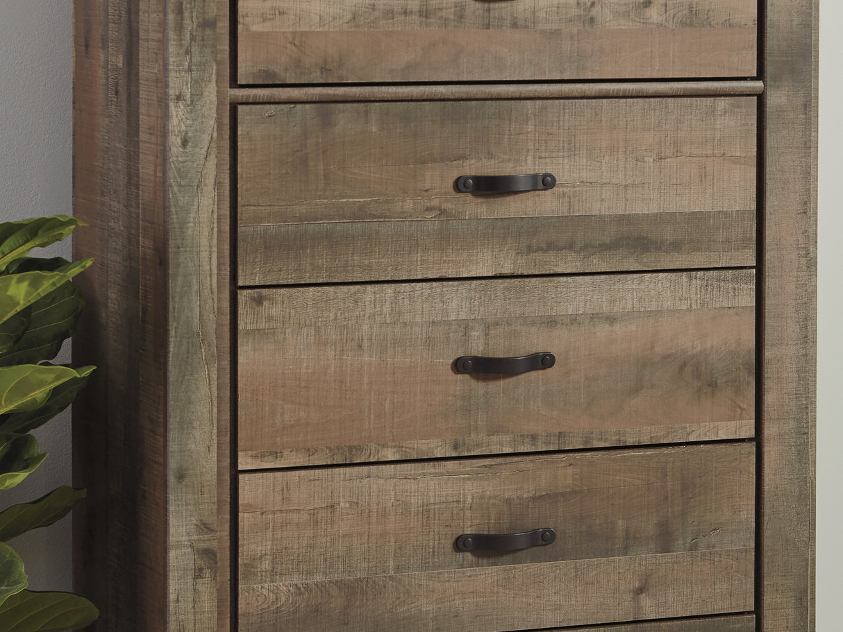 Trinell Brown Queen Panel Bed, Chest And 2 Nightstands