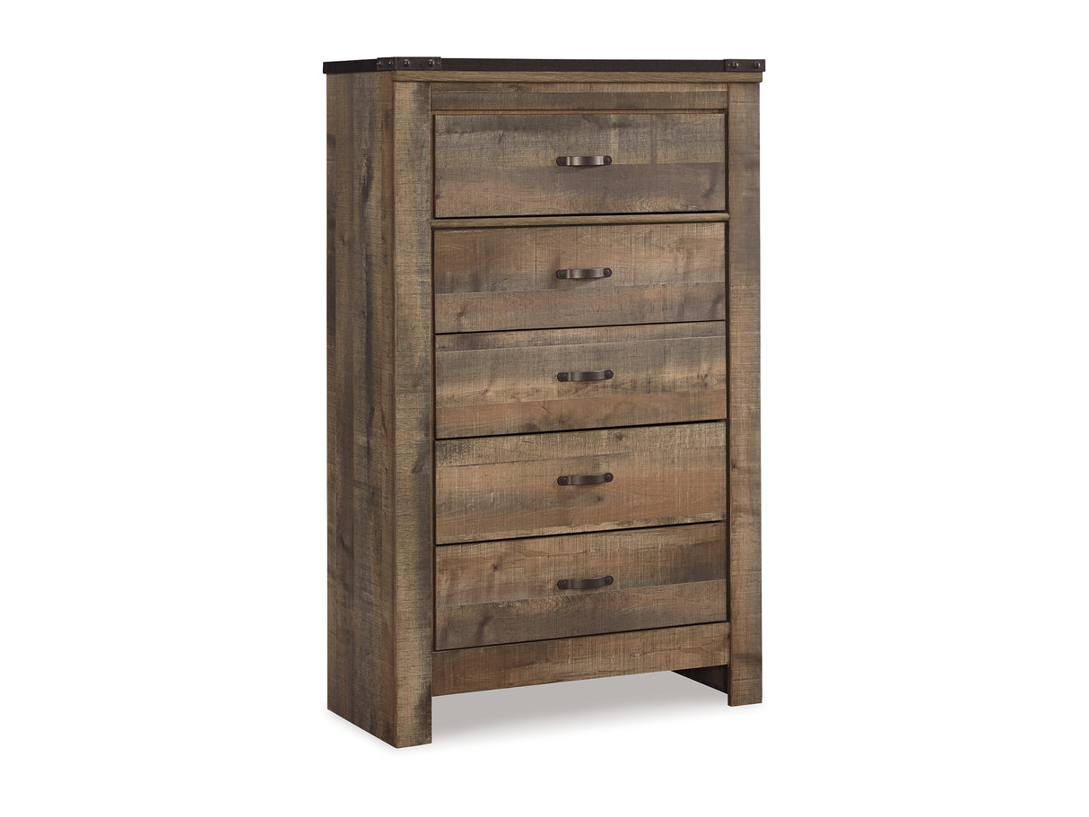 Trinell Brown Queen Panel Bed, Chest And 2 Nightstands