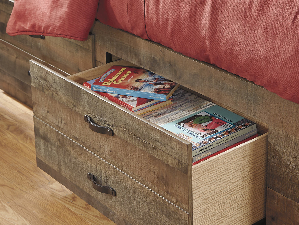 Trinell Brown Full Panel Bed With 2 Storage Drawers
