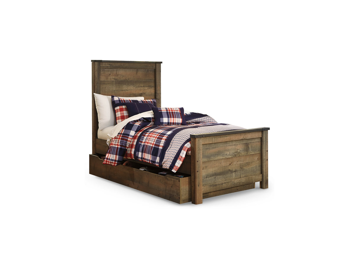 Trinell Brown Twin Panel Bed With 1 Large Storage Drawer