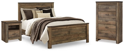 Trinell Brown Queen Panel Bed, Chest And 2 Nightstands