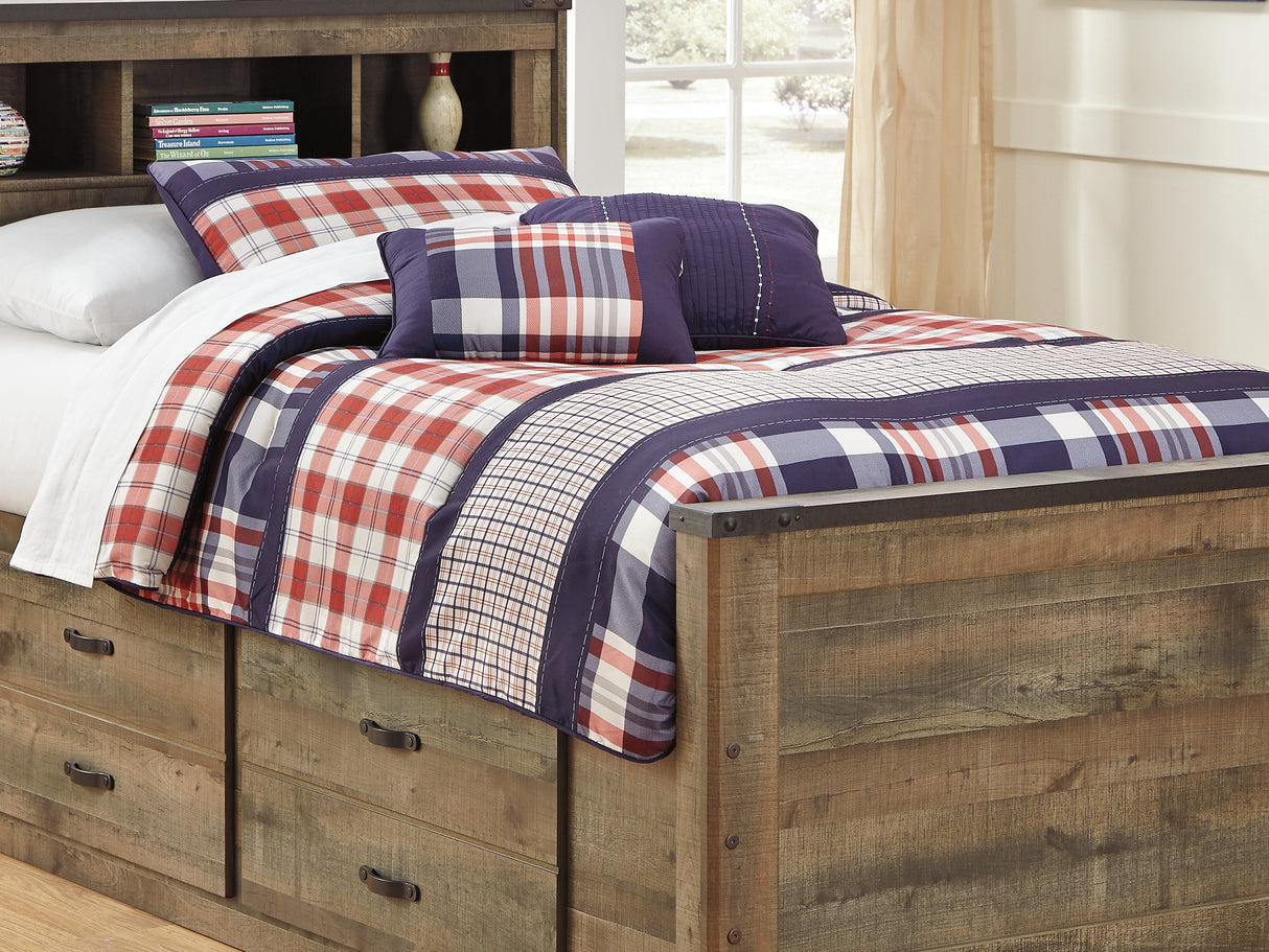 Trinell Brown Twin Panel Bed With Storage And Nightstand