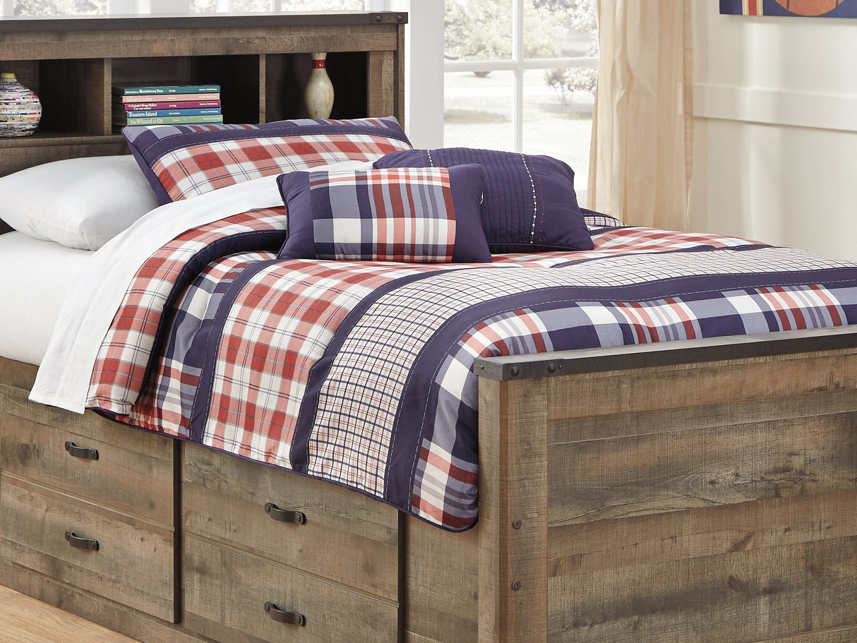 Trinell Brown Twin Bookcase Bed With 2 Storage Drawers
