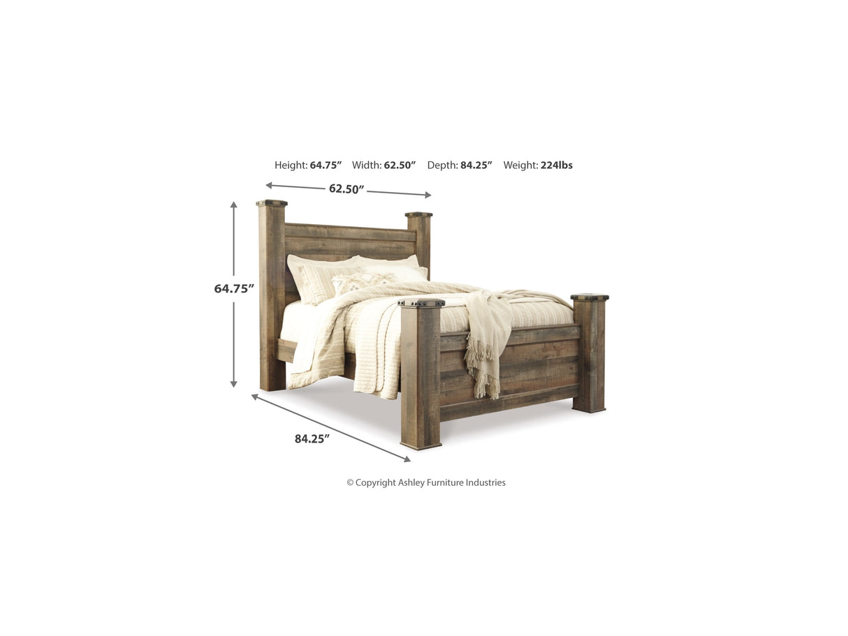 Trinell Brown Queen Poster Bed, Dresser, Mirror And Nightstand