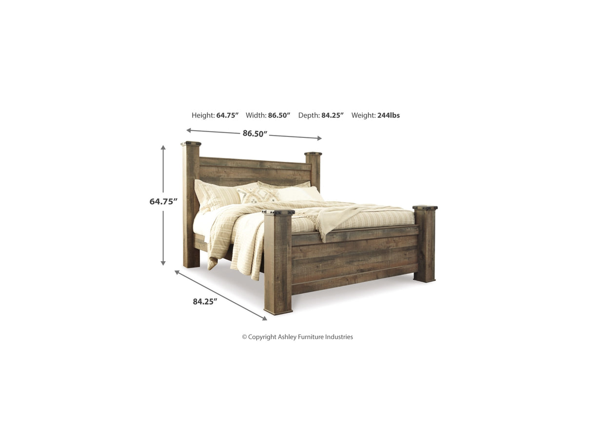 Trinell Brown King Poster Bed, Dresser, Mirror And Nightstand