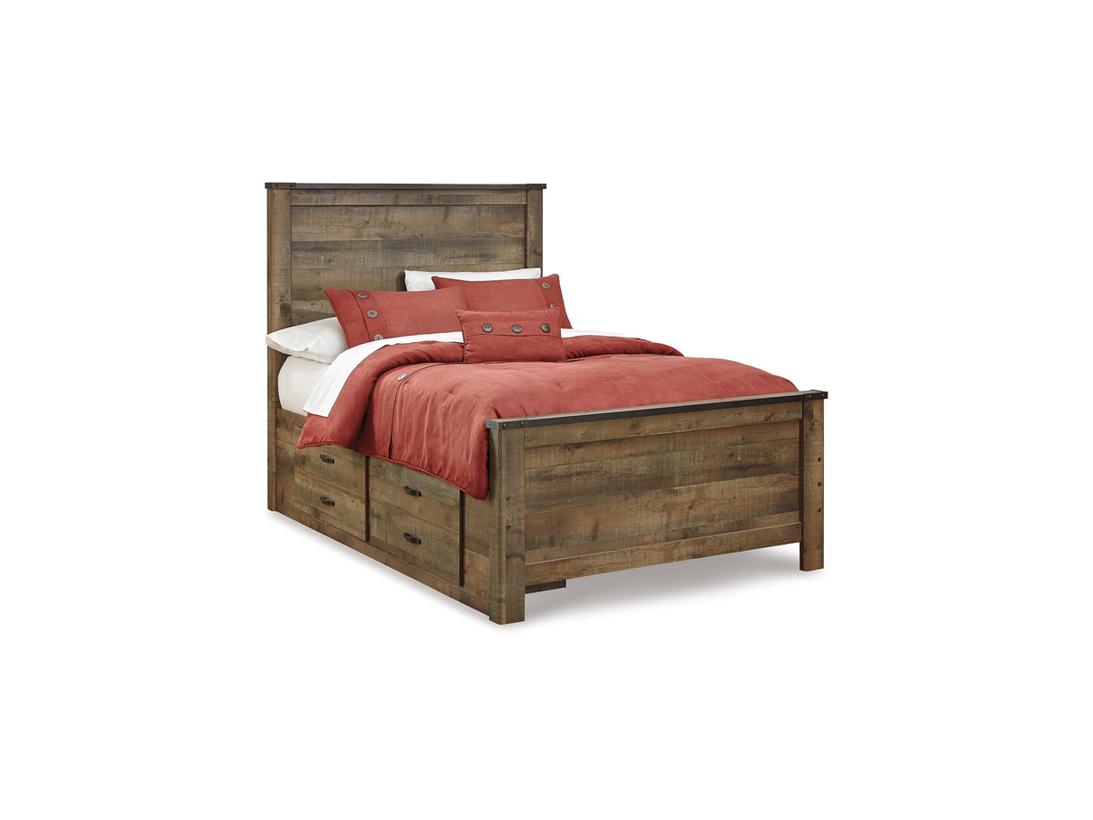 Trinell Brown Full Panel Bed With 2 Storage Drawers