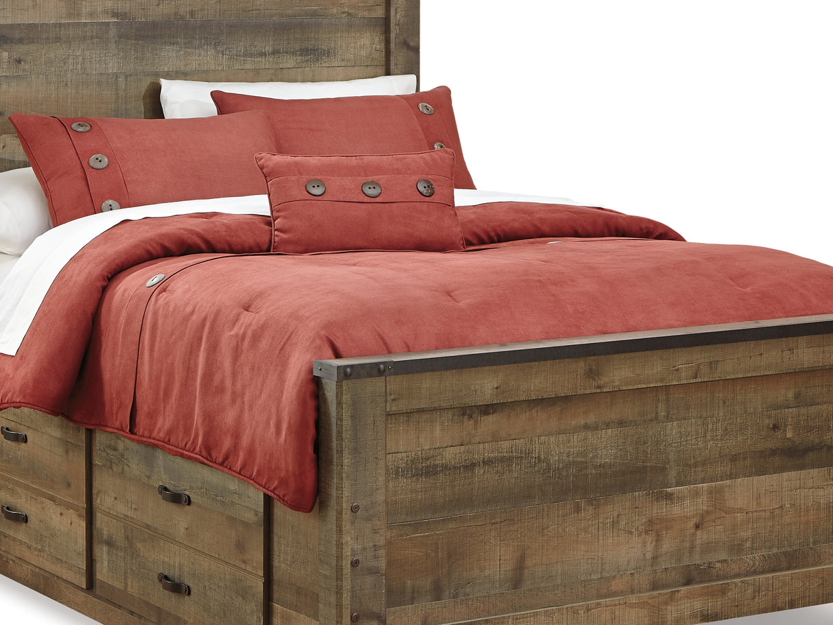 Trinell Brown Full Panel Bed With 2 Storage Drawers