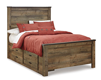 Trinell Brown Full Panel Bed With 2 Storage Drawers