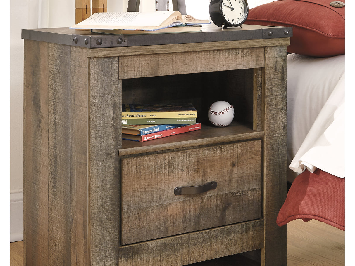 Trinell Brown Queen Panel Bed, Chest And 2 Nightstands