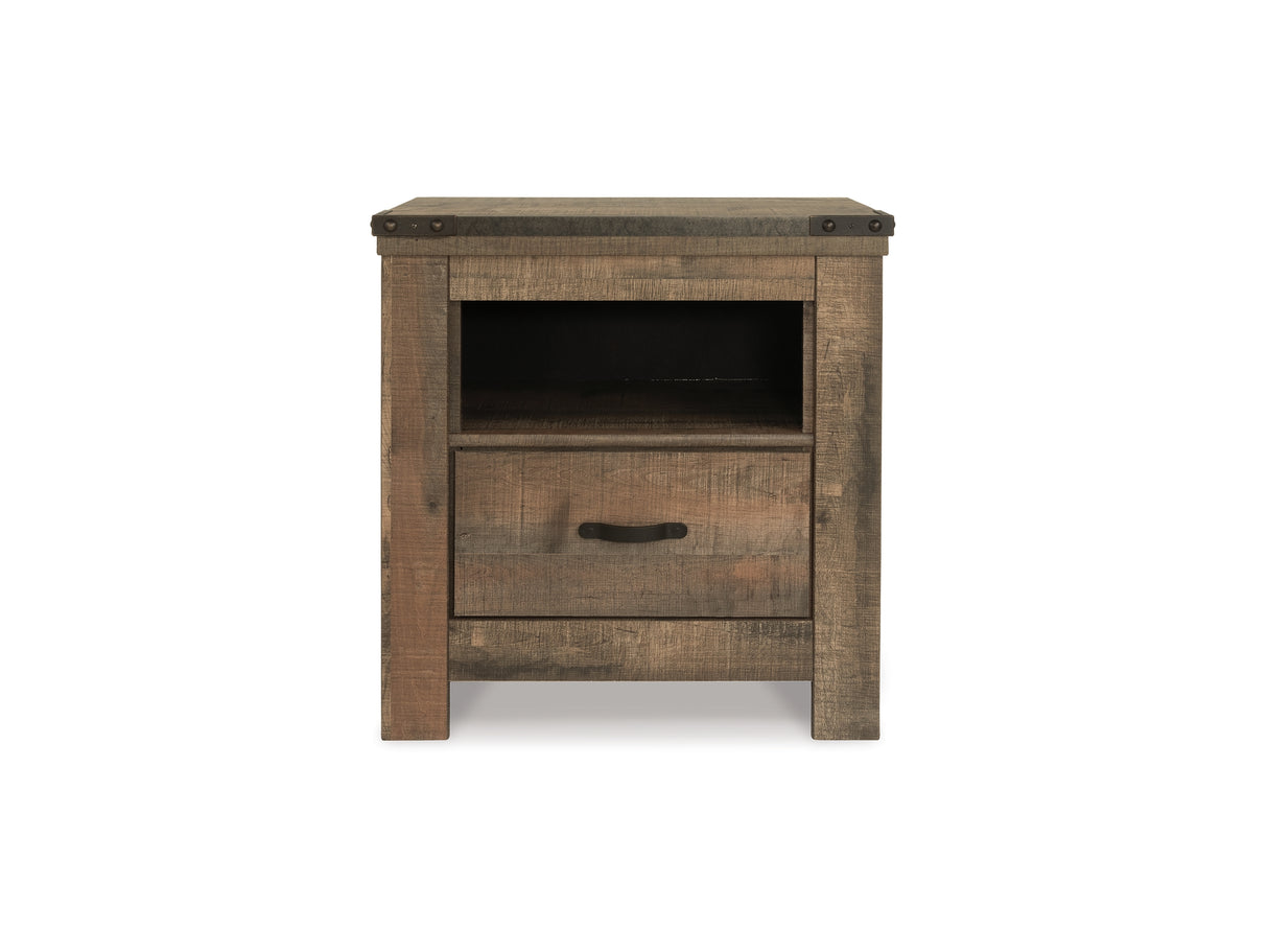 Trinell Brown Queen Panel Bed, Chest And 2 Nightstands