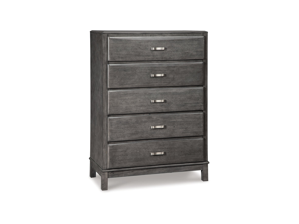 Caitbrook Gray Queen Storage Bed, Dresser, Mirror And Chest